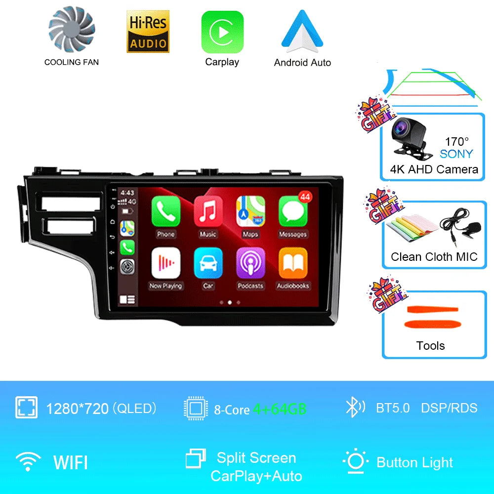 For Honda Fit Jazz 2014 2015 2016 2017 Autoradio GPS Stereo 2din Head Unit Carplay Auto Multimedia Player Car Radio