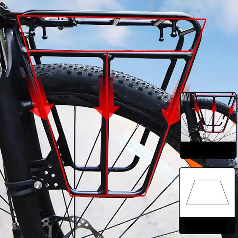 1pcs Bicycle Cycle Front Rack Heavy Duty Steel Cycling Front Bracket Luggage Shelf Cargo Rack Mountain Bike Front Rack