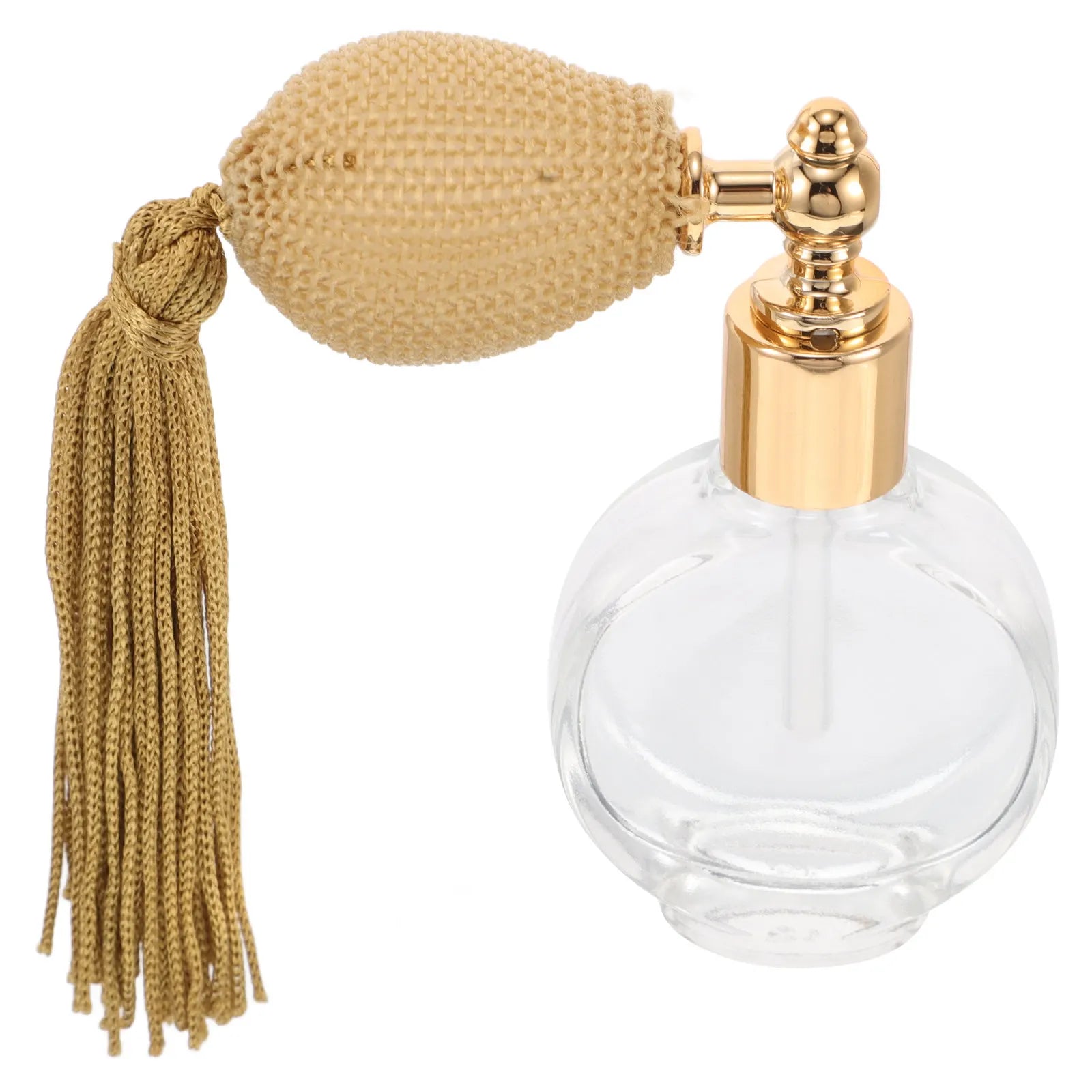 Small Vintage-Inspired Refillable Glass Spray Bottle Bulb Atomizer with Tassel Fine Mist Perfume Dispenser for Travel Body