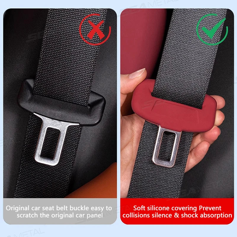BLALION 2Pcs Seat Belt Buckle Cover Anti-Scratch Rubber Car Seat Buckle Protector Clip Protection Cover Universal for SUV Sedan