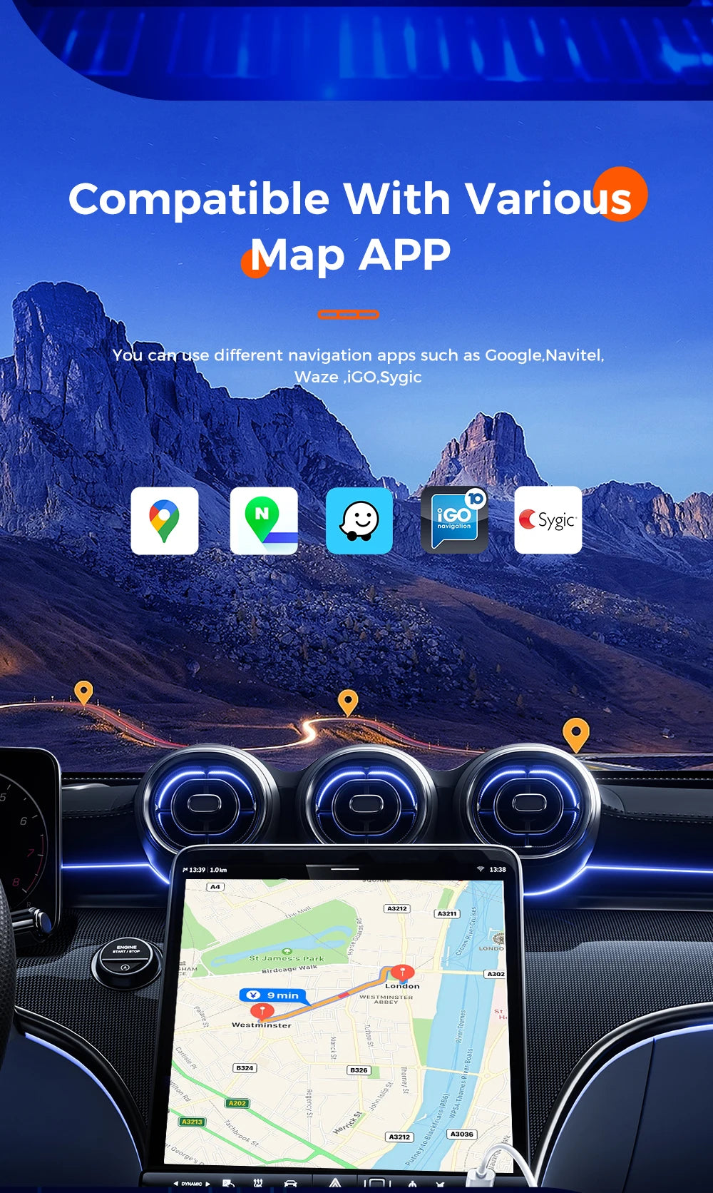 12.3" Android 14 CarPlay Auto Car Radio For Jeep Wrangler 2018-2022 Touch Screen Multimedia Stereo Player GPS Navi dsp Head Unit