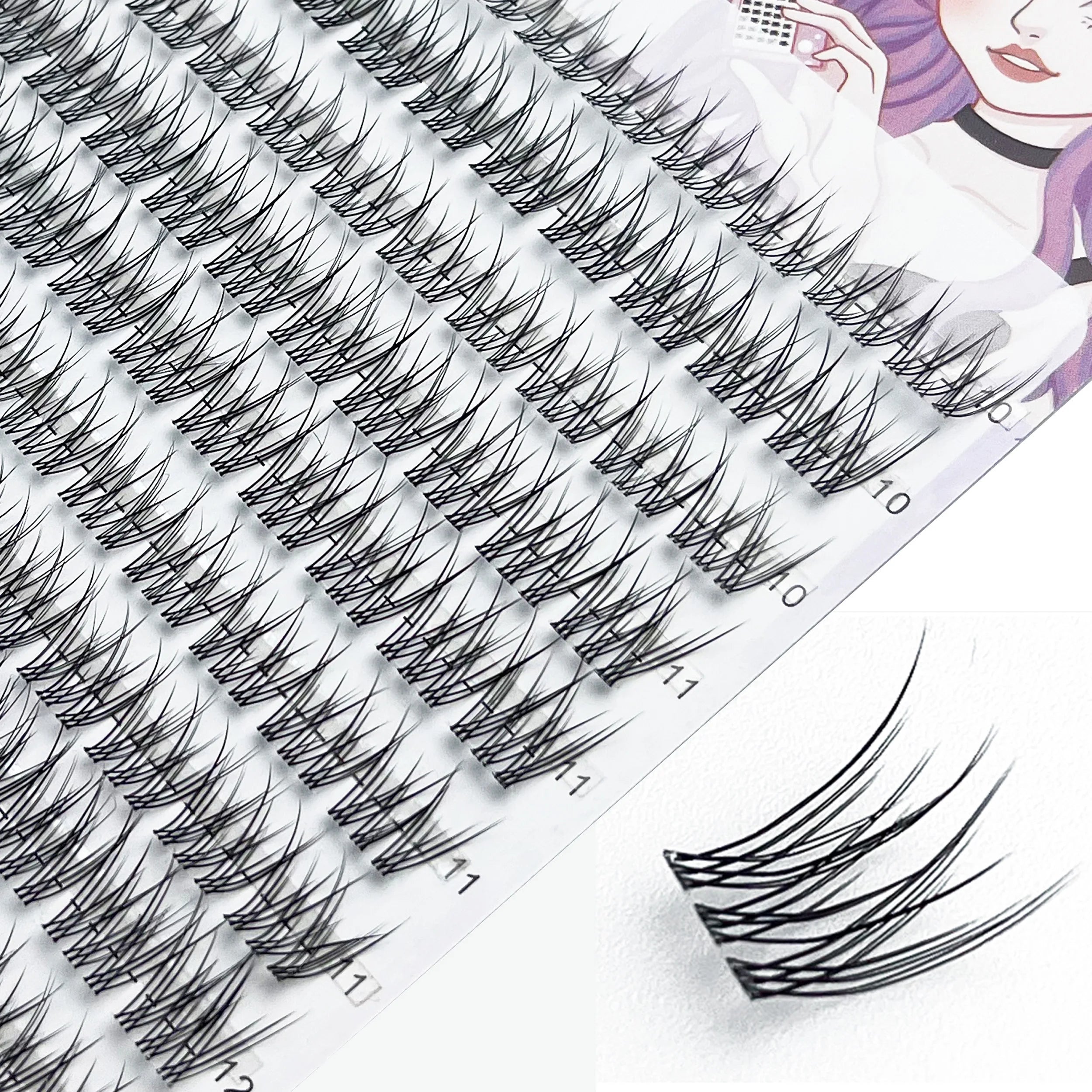 1/box 120 bundles Mink False Eyelash Natural Fishtail Lash 3D Russian Individual Eyelash Extension Cluster Makeup Tool Wholesale