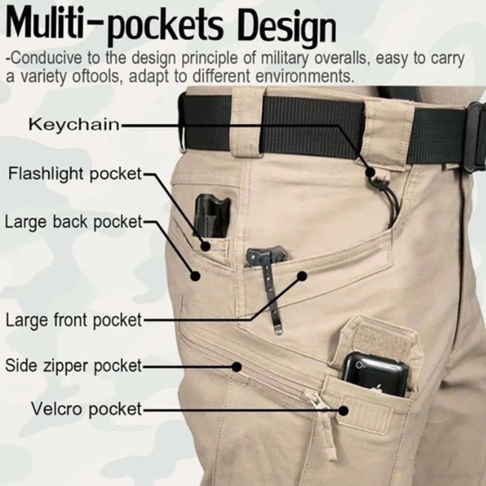 Men's Tactical Cargo Pants 6XL Plus Size Outdoor Casual Sports Pant Hiking Fishing Waterproof Multi-pocket Men Trousers