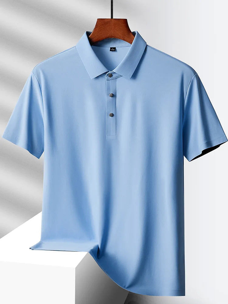 Selected popular nylon fabric, dad's summer clothing, middle-aged men's short sleeved T-shirt, summer ice silk quick drying, mid
