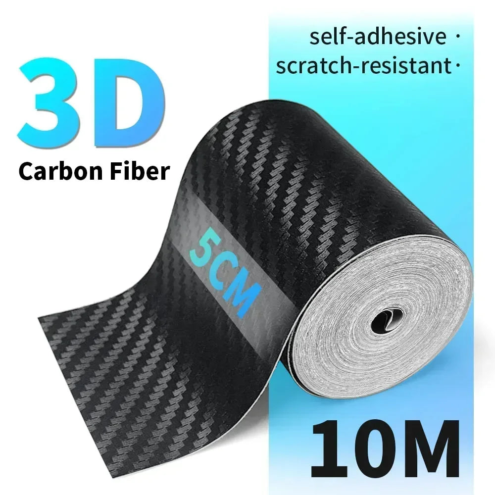 3D Carbon Fiber Car Sticker Paste Protector Glossy Black Vinyl Wrap Film Car Wrap Sheet Film Waterproof Protection Accessories