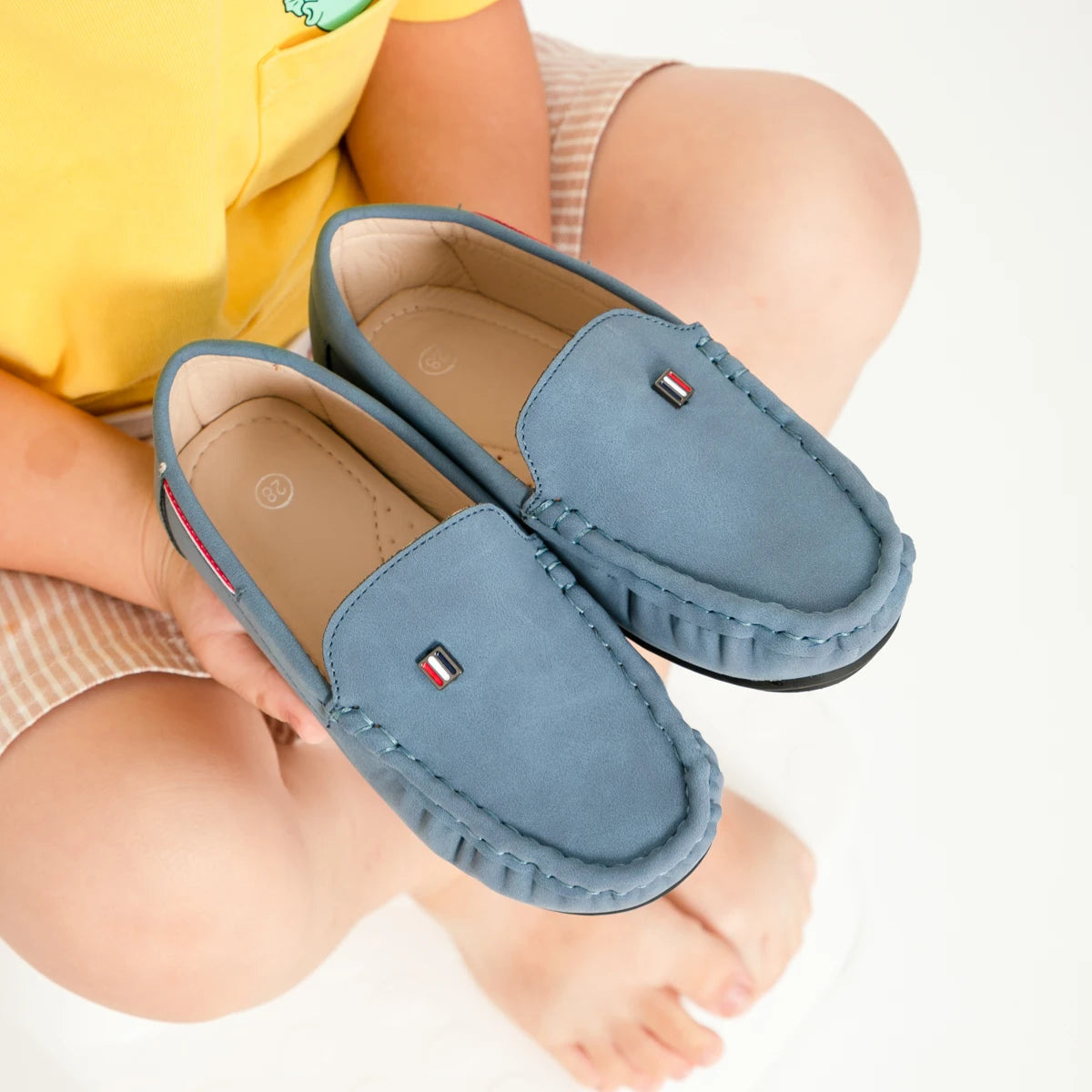 Boys Slip-On Suede Loafers Toddler Little Kid Stitch Detail Casual Dress Shoes
