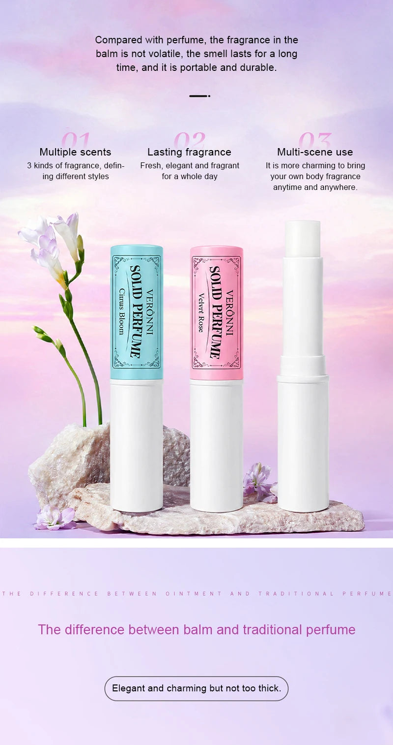 3pcs Solid Perfume Sticks - Long-Lasting, Natural & Fresh Scent Long Lasting Fragrance Portable Pocket Solid Balm For Dating