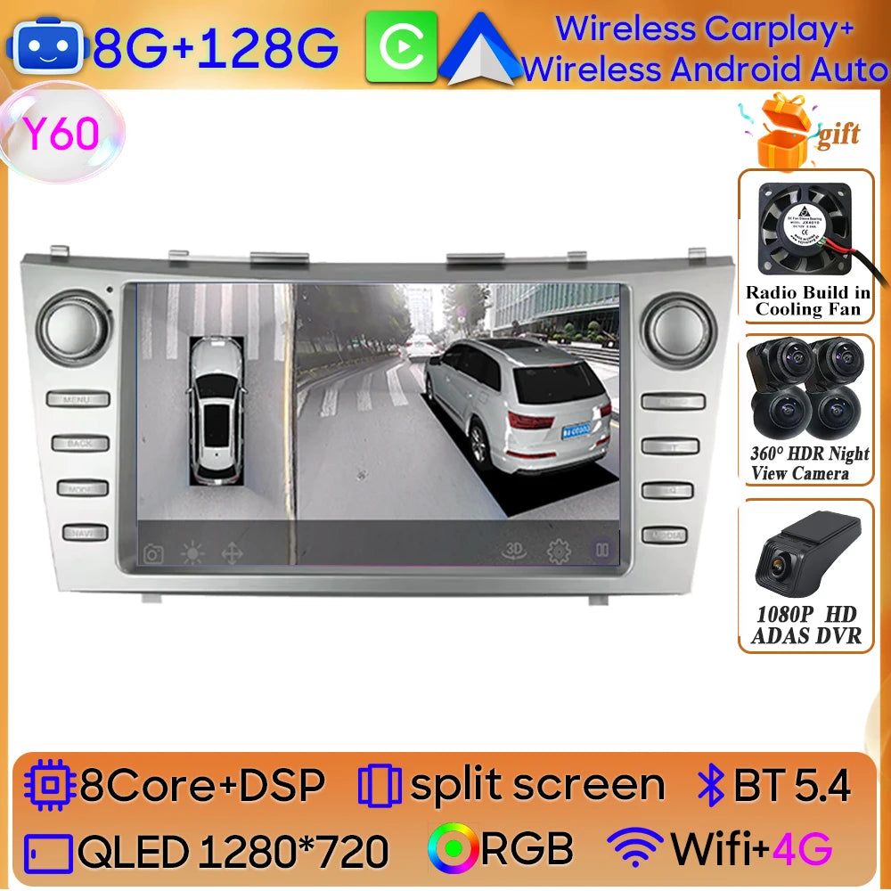 Android 15 For Toyota Camry XV40 Aurion 2007 - 2011 DSP Carplay Head Unit Multimedia Player GPS Navigation Stereo Car Radio WIFI