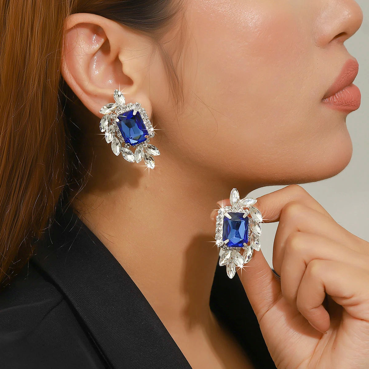 Women Fashion Shiny Rhinestone Big Drop Dangle Earrings Maxi Evening Dress Statement Earrings Accessories Wedding Bride Jewelry
