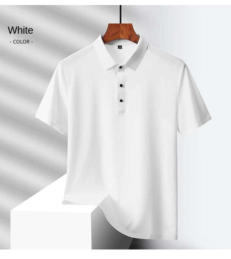 Selected popular nylon fabric, dad's summer clothing, middle-aged men's short sleeved T-shirt, summer ice silk quick drying, mid