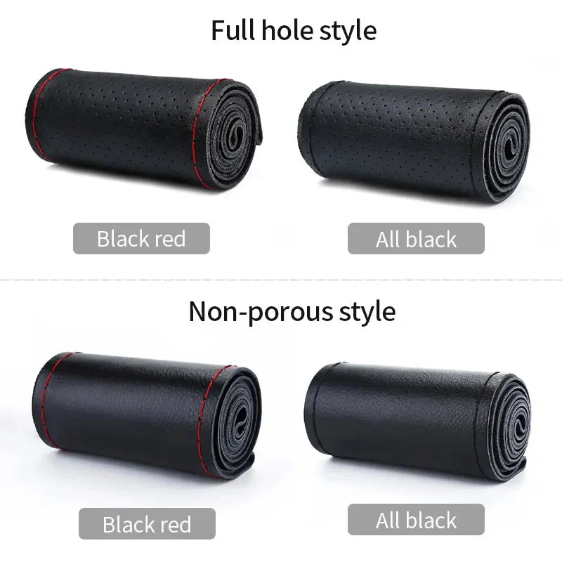 Genuine Leather Steering Wheel Cover For Car Braiding Steering Wheel Protector Covers Anti Scratch Steering Accessories