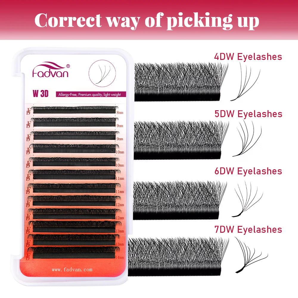 FADVAN YY/3D/4D/5D/6D W Shape Lashes M/C/D Curl Premade Volume Fans Faux Mink Eyelashes Brazilian Volume Natural Soft YY Lashes