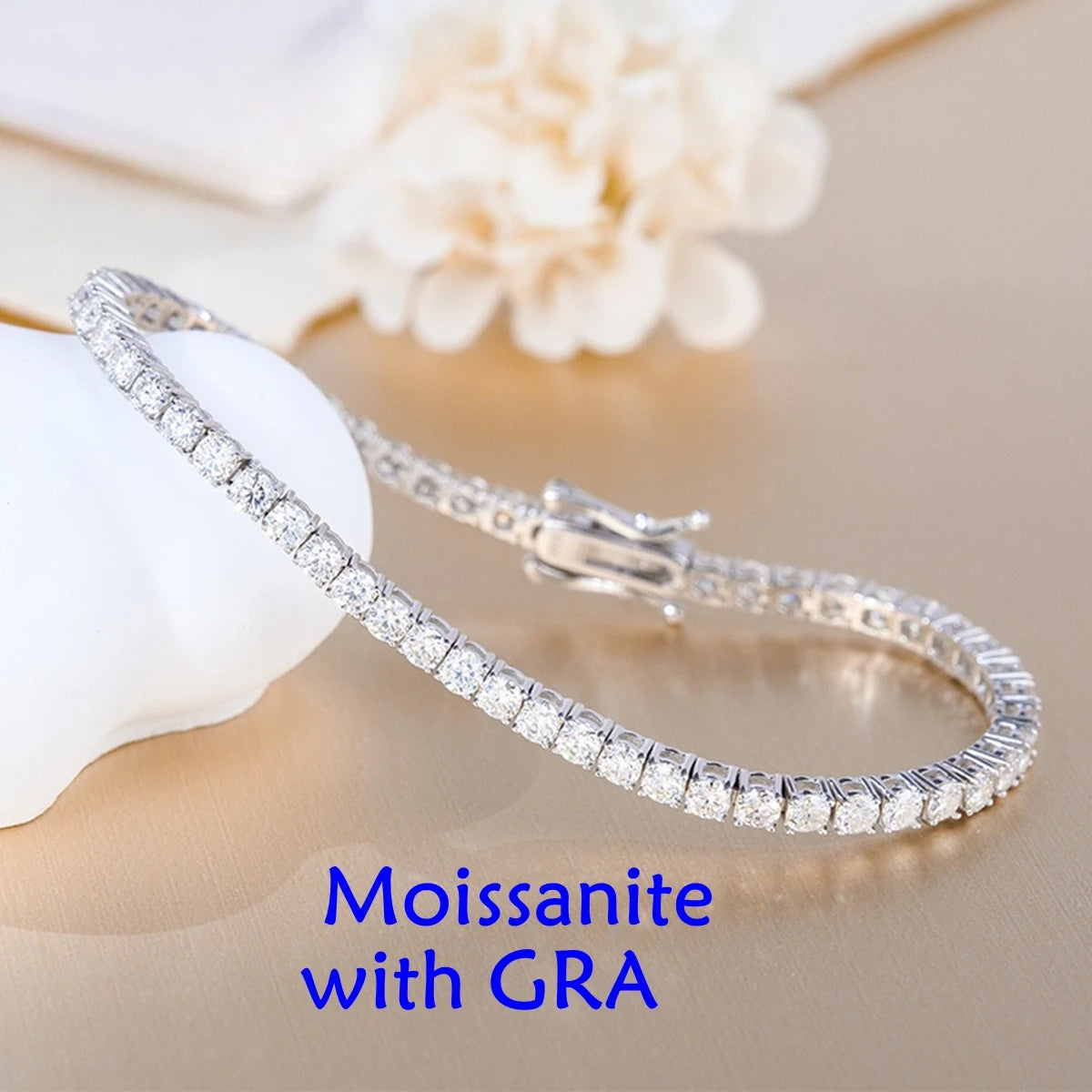 Fashion Simple 3-6.5mm D VVS1 Moissanite Tennis 925 Sterling Silver Single Row Classics with GRA Bracelet for Women Man Jewelry