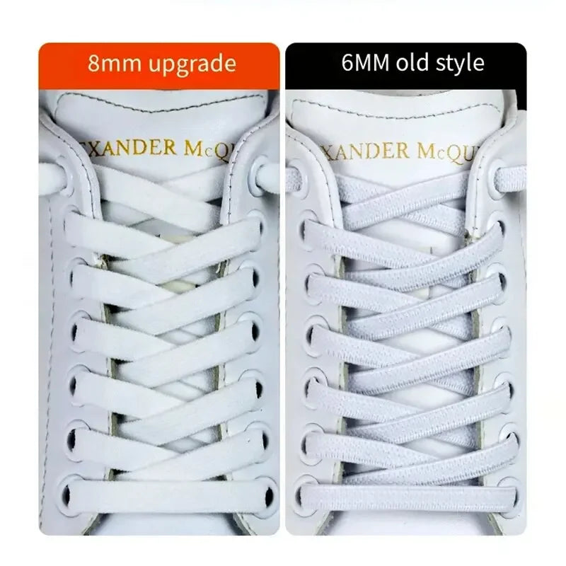 Magnetic Lock Shoe Laces without Ties Elastic Laces Sneakers Kids Adult 8MM Widened Flat No Tie Shoelaces for Shoes Accessories