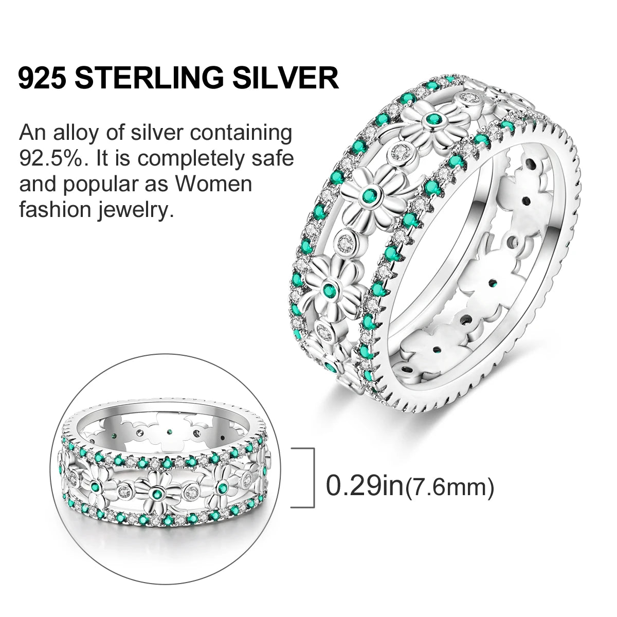 Rings For Women 925 Silver Size 6-9 Ocean Flower Sun Butterfly Heart Hollow Ring Fit For Engagement Weddings Fine Jewelry Gifts
