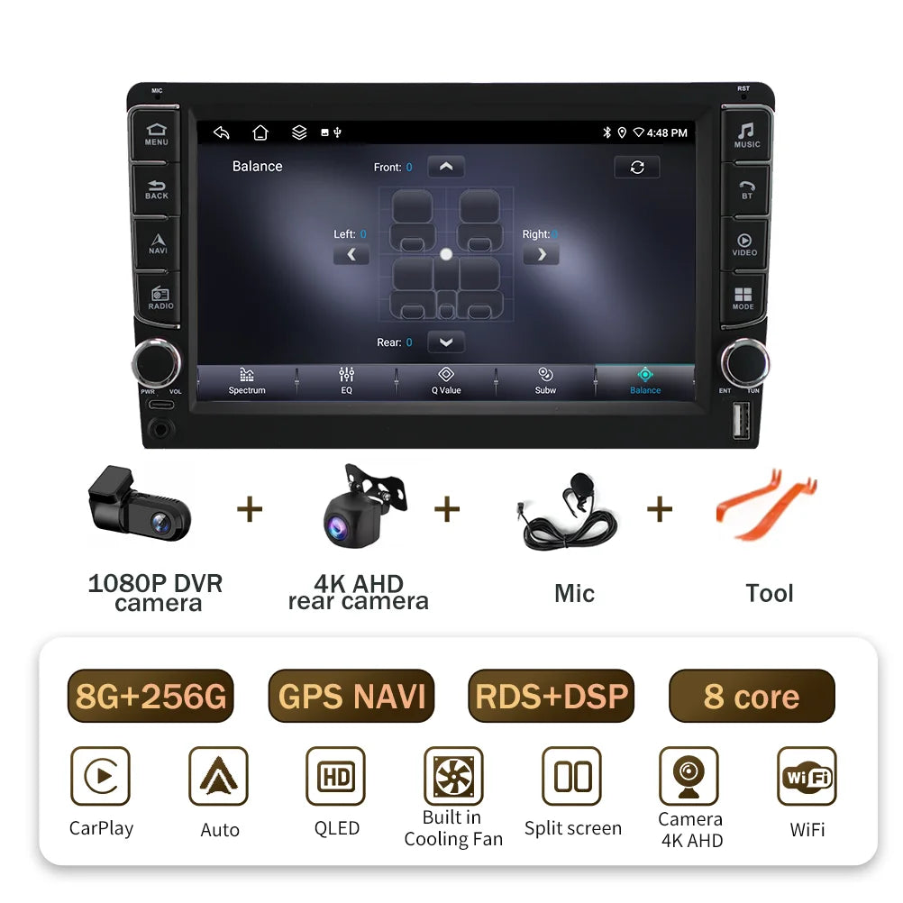 Android 16  For Kia RlO 2 2005 - 2011 2 Din Video Player Car Radio Multimedia Stereo Navigation Carplay AUTO Head Unit Audio  GP