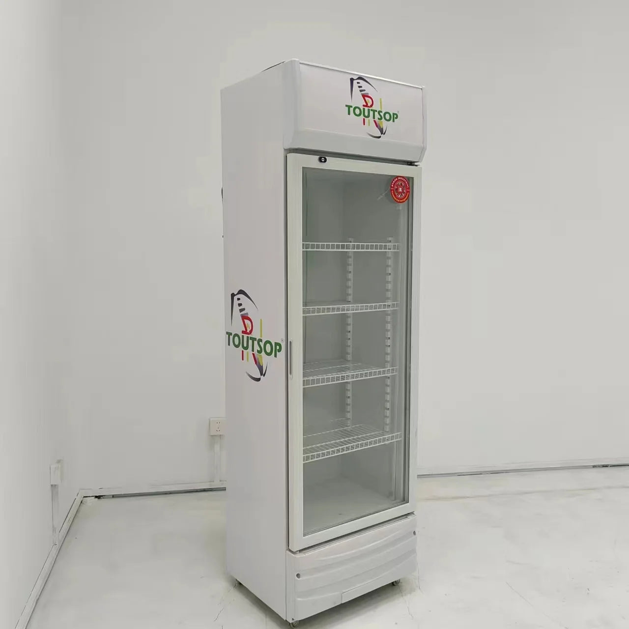Commercial Single-Temperature Display Refrigerator, Glass Door Beverage Cooler for Drinks & Beverages with Adjustable Shelves