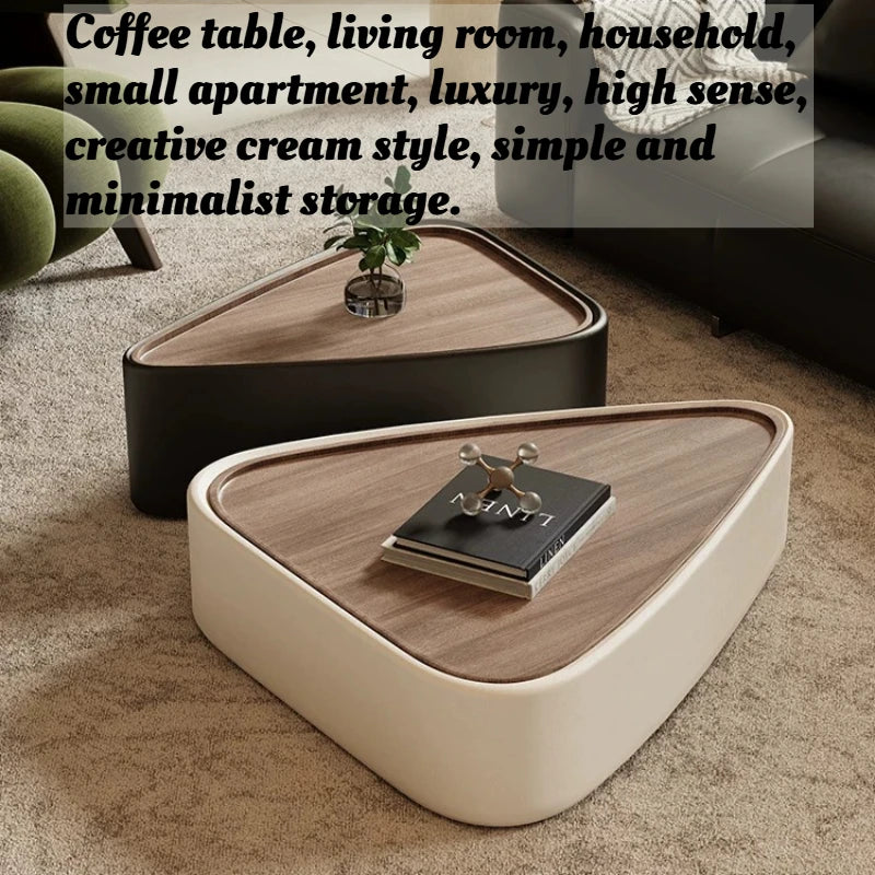 Coffee Table Living Room Small Space Luxury Cream Designer Simple Solid Wood Minimalist Storage Nordic Round Center Furniture