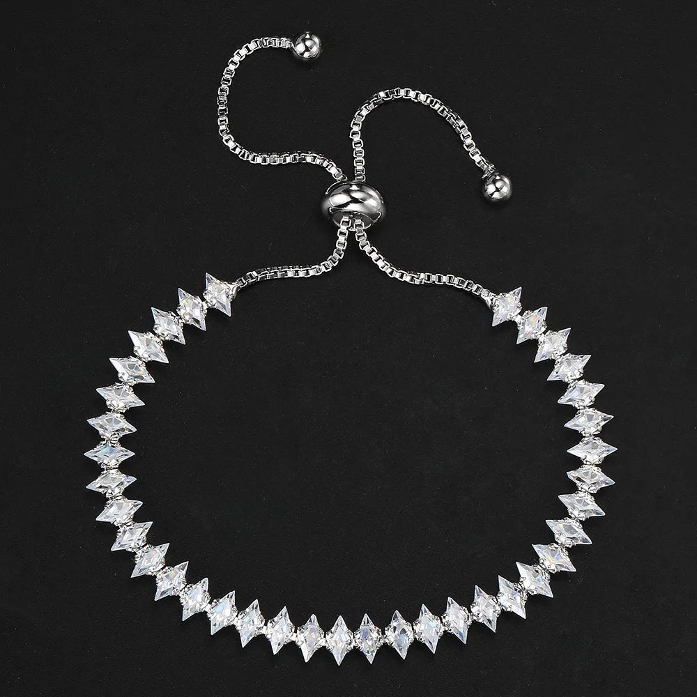 Luxury Dainty Tennis Bracelet for Women Silver Color Sparkling Cubic Zircon Stackable Chain Crystal Banquet Wedding Jewelry H085