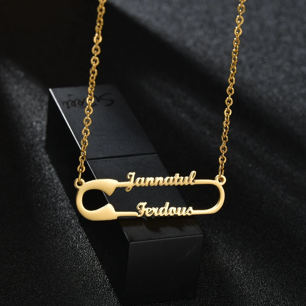 Atoztide Personalized Custom 2 Names Pendant Necklace for Women Stainless Steel Stone Heart Fashion Christmas Jewelry Gift