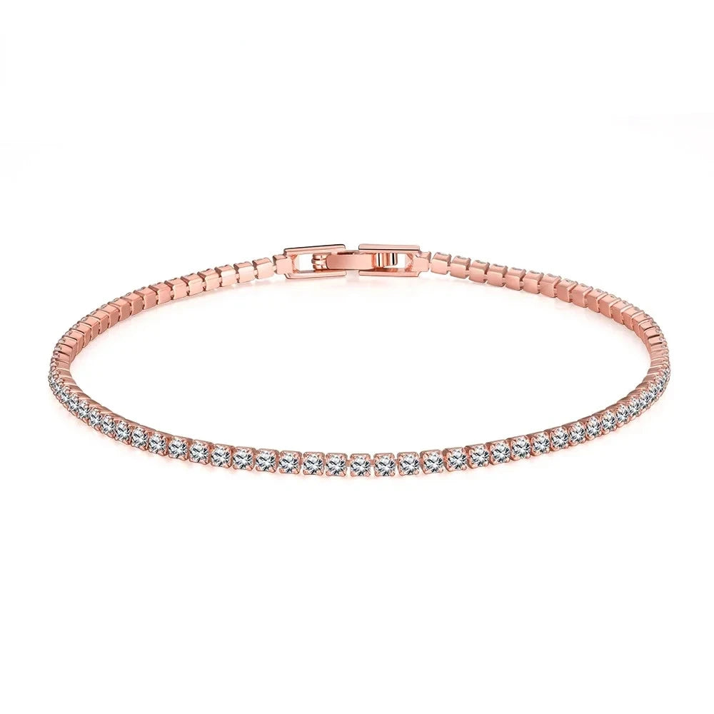 925 Sterling Silver Bracelet 16CM To 19CM Tennis Bracelet 2.5MM Zirconia Anniversary Gift
