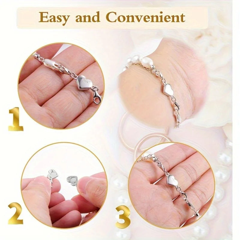 1pc Heart Magnetic Jewelry Connector Clasp Magnetic Necklace Clasp and Closure Double Chain Necklace Lobster Clasp