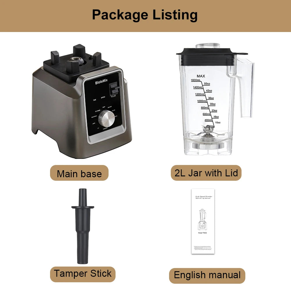BioloMix Digital BPA FREE 2L Automatic Program Professional Commercial Blender Mixer Juicer Food Processor Ice Smoothies Fruit
