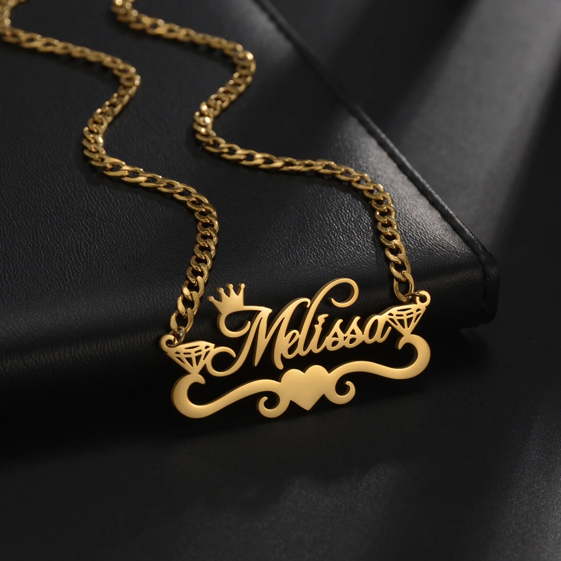 Atoztide Custom Name Necklaces Personalized Stainless Steel 4mm NK Cuban Thick Chain Pendant Letter for Women Jewelry Gift 