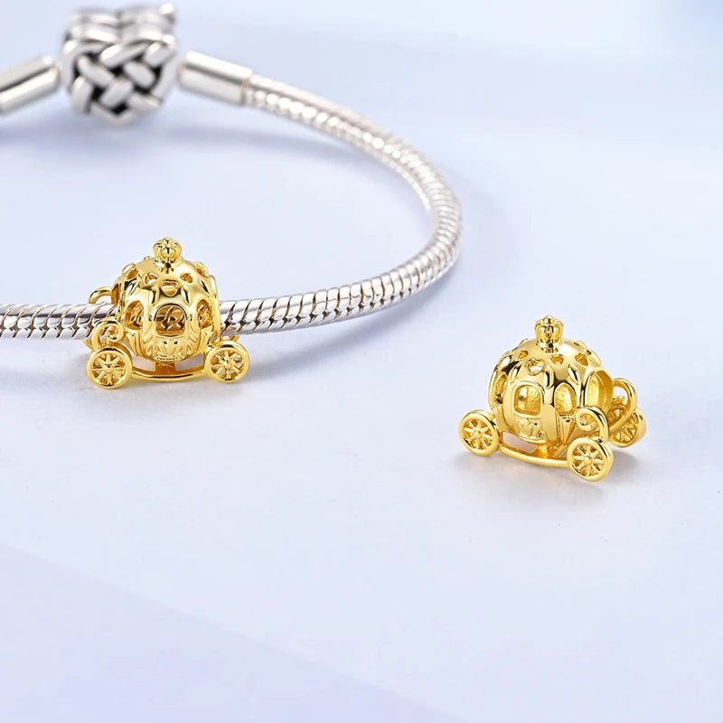 Hot Sales 925 Sterling Silver Golden Series Charms Beads Cross Devil's Eye Bow Charms Pendant Fit Original Bracelet DIY Jewelry