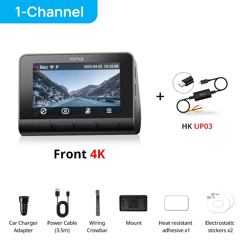 70mai Dash Cam 4K A810S HDR IMX678 Supercapacitor 4G LTE Remote Control Wi-Fi 6 Voice Control GPS ADAS Car Camera 70mai A810S
