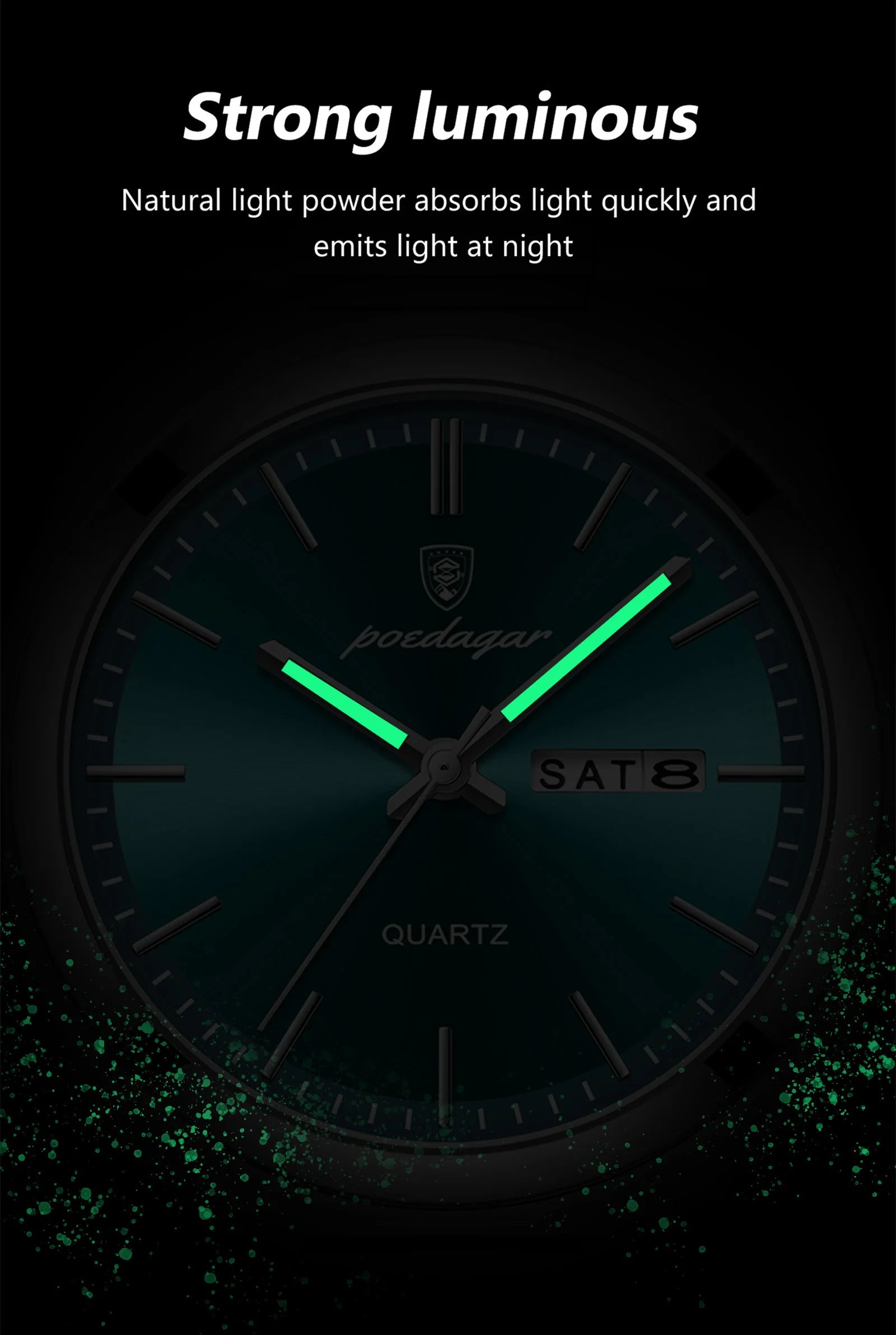 POEDAGAR Luxury Men's Watches Luminous Waterproof Stainless Steel Casual Men Clock Date Week Quartz Fashion Man Wristwatch Reloj