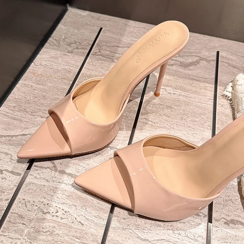 Nightclub Fashion Thin High Heel Summer Women Slippers Fashion Peep Toe Dress Slides Ladies Sexy Stripper Party Sandals