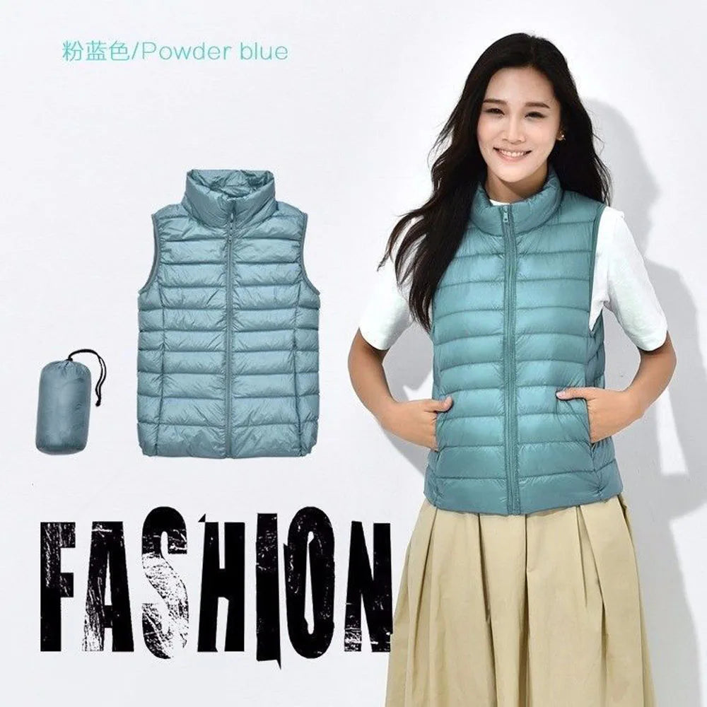New 2026 Women Women Ultra Light Down Vests Slim Sleeveless Jacket Portable Girl Lightweight Windproof Waistcoat