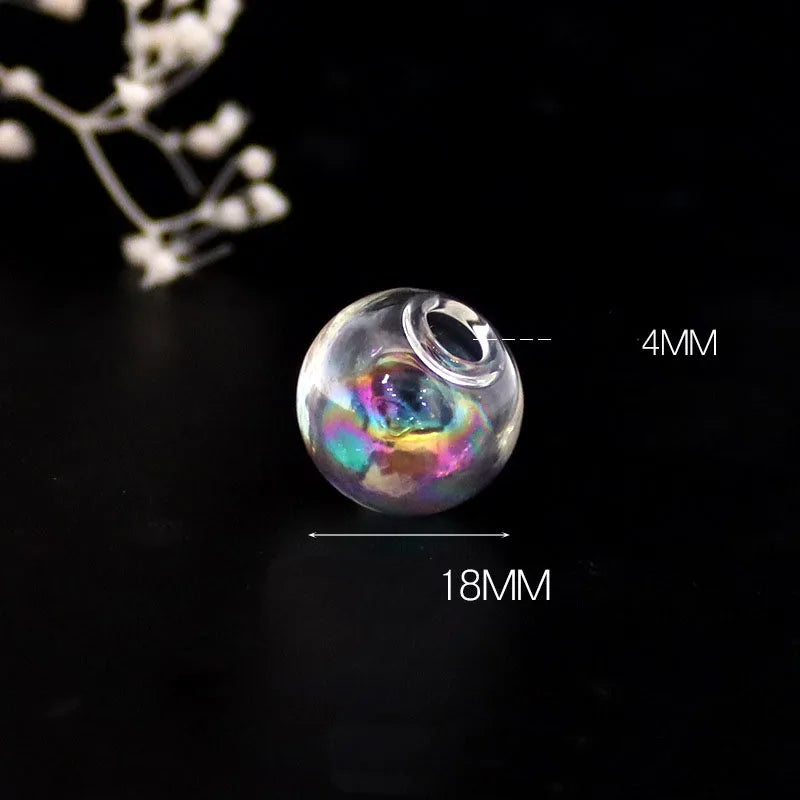 10piece 6-40mm Hollow Glass Ball With One Hole Round Bubble Vial Glass Globe Orbs Jewelry Findings Glass Locket Accessories