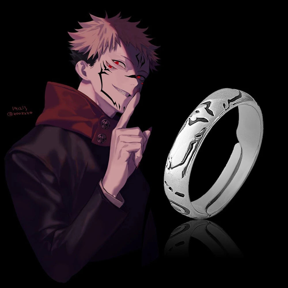 Anime Jujutsu Kaisen Ryomen Sukuna Itadori Yuji Ring Cosplay Metal Opening Adjustable Unisex Rings Jewelry Prop Accessories Gift