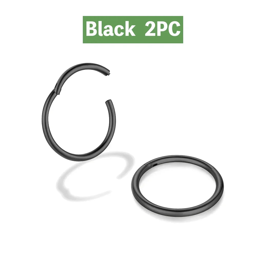 2/6PCS Seamless 316L Stainless Steel Nose Ring for Men Gold Color Hoop Earrings for Women Septum Helix Tragus Piercing Jewelry