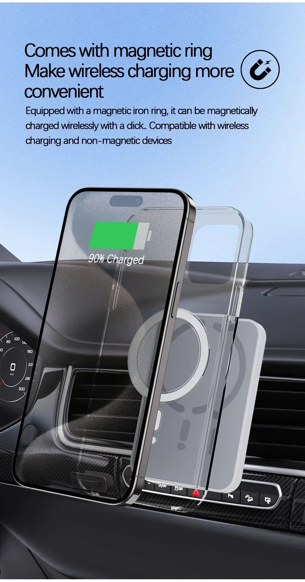 Car Air Vent Magnetic GPS Phone Holder Stand Wireless Charger For Magsafe iPhone 17 16 15 14 13 12 Pro Max Cell Fast Charging