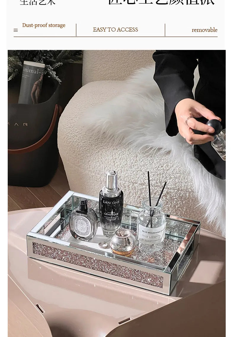 Luxury-inspired desktop skincare organizer, vanity perfume tray, and key holder