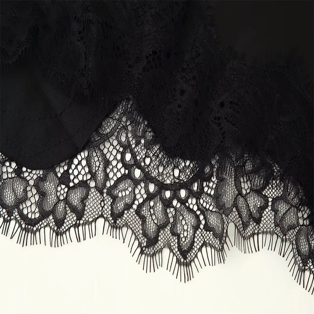 Elegant Asymmetrical Lace Lace Patchwork Top Sleeveless Backless Camisole Tops V Neck Sexy Lace Women tank top Summer Wear