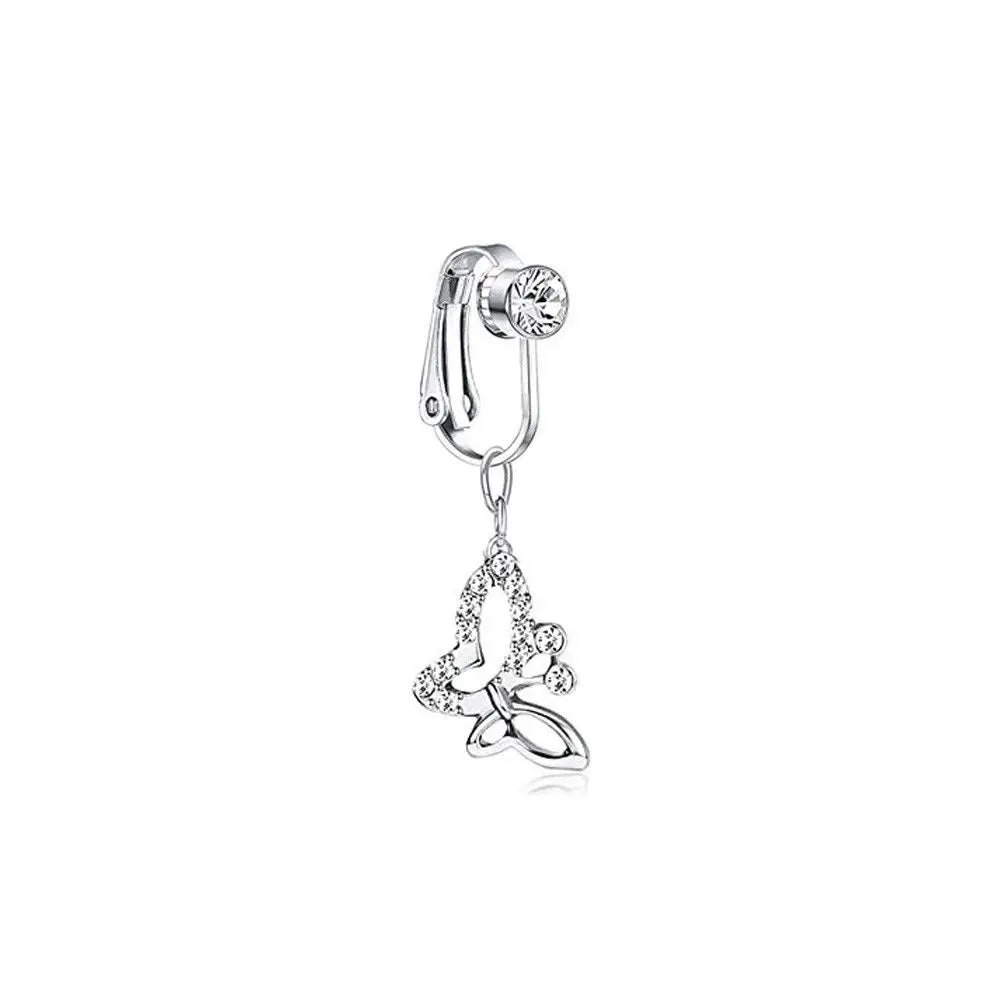 Faux Fake Belly Butterfly Fake Belly Piercing Heart Clip On Umbilical Navel Fake Pircing Moon Star Leaves Cartilage Earring Clip