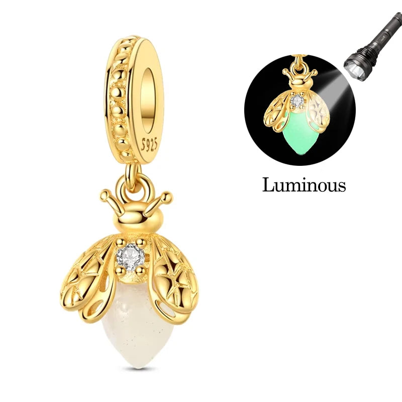 Hot Sales 925 Sterling Silver Golden Series Charms Beads Cross Devil's Eye Bow Charms Pendant Fit Original Bracelet DIY Jewelry