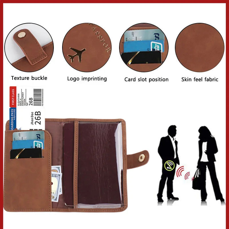 Leather Passport Holder Covers Case Waterproof Travel Credit Card Wallet Cute Passport Book for Women/Men Buckle Passport Cover