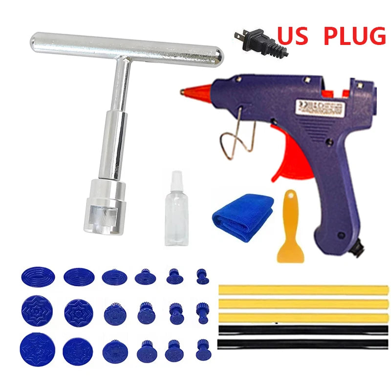 Manual tool combination kit for car dent repair, body sheet metal machinery, glue gun, unpainted drawing tool set