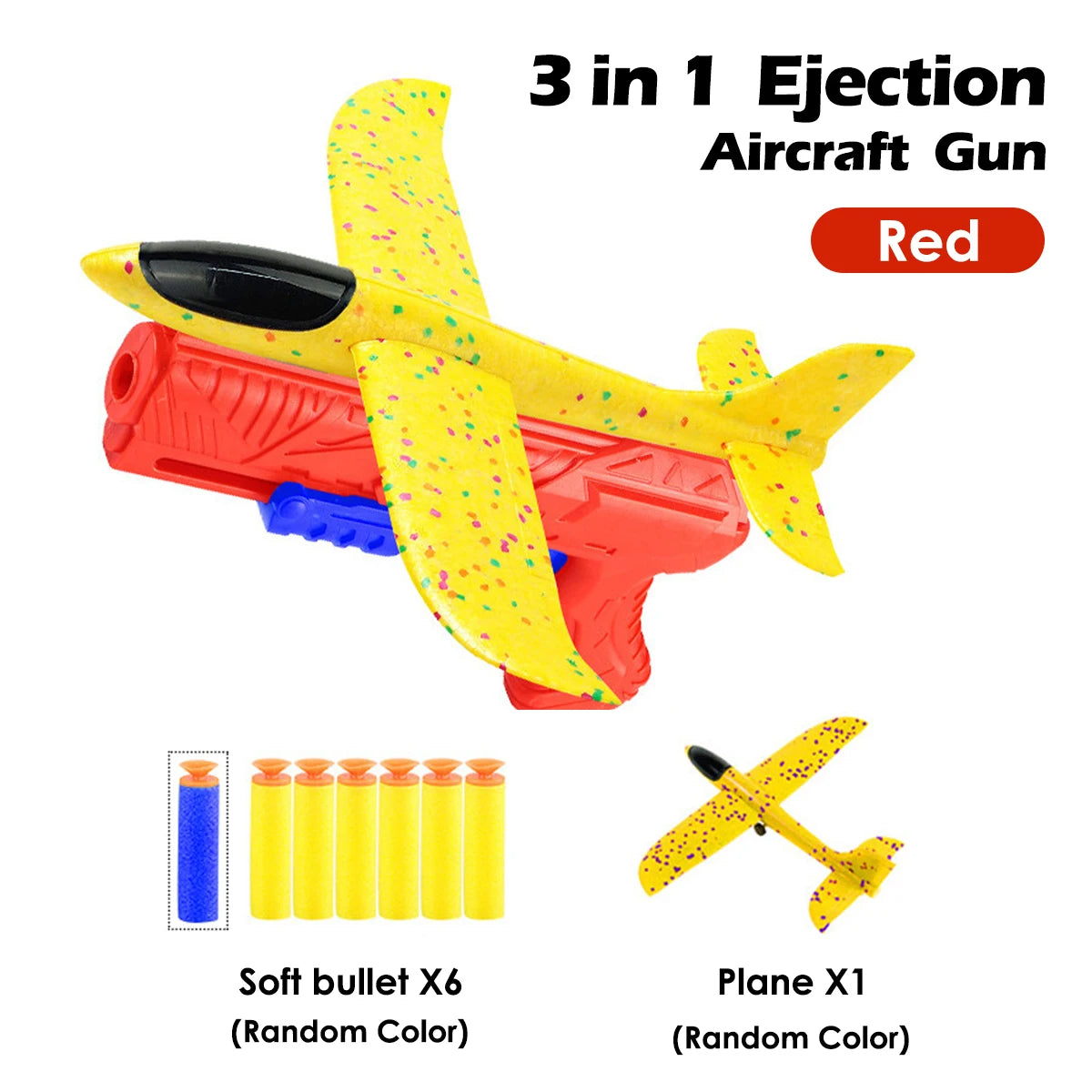Kids Foam Aircraft 10M Launcher Catapult Glider Aircraft Gun Toy Children's Outdoor Game Soft Bullet Gun