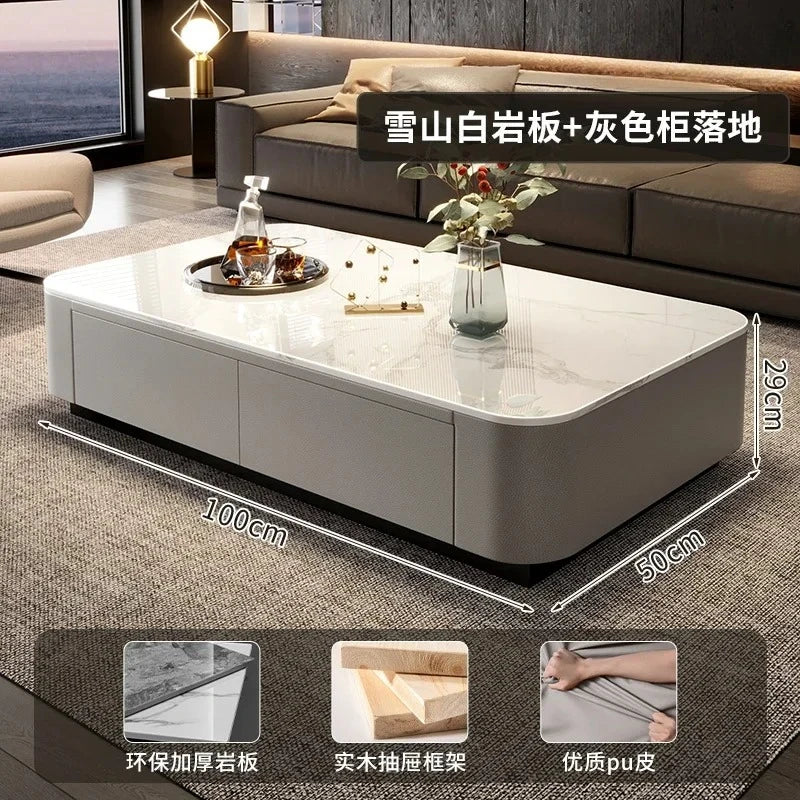 Luxury Marble Effect Coffee Tables Modern Design Square Storage Coffee Tables Minimalist Aesthetic Stolik Kawowy Home Furniture