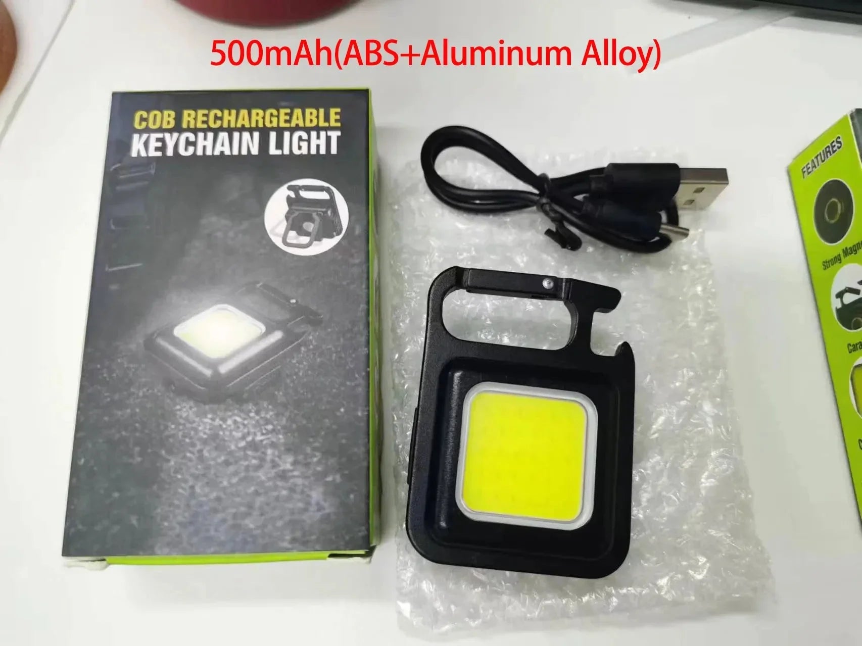 Super Bright 1500LM Work Light COB 500mah LED Flashlight Pocket Keychain USB Rechargeable Waterproof For Outdoor Camping