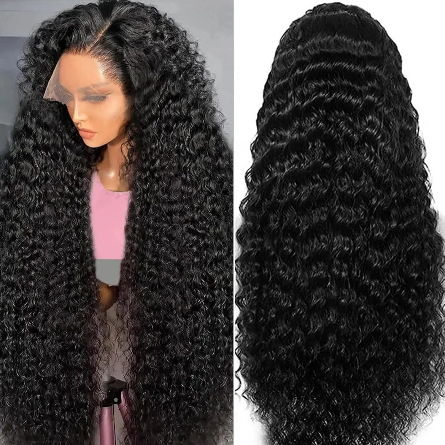 Natural Deep Wave Human Hair Wigs 40 Inch Extra Long 13x4 13x6 HD Lace Frontal Design 250 Density Voluminous Tangle Free Durable Hair Wigs