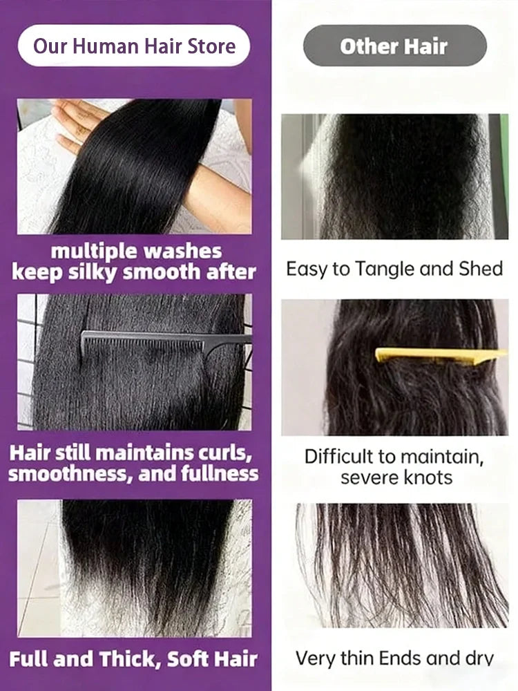 12A Brazilian Long Straight Hair 1/3/4 Bundle Deals Unprocessed Virgin Human Hair Bundles Natural Black Color 12-42 Inches
