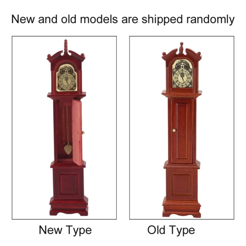 Vintage Floor Clock Living Room Furniture Toy For 1:12 Miniature Doll House Accessory