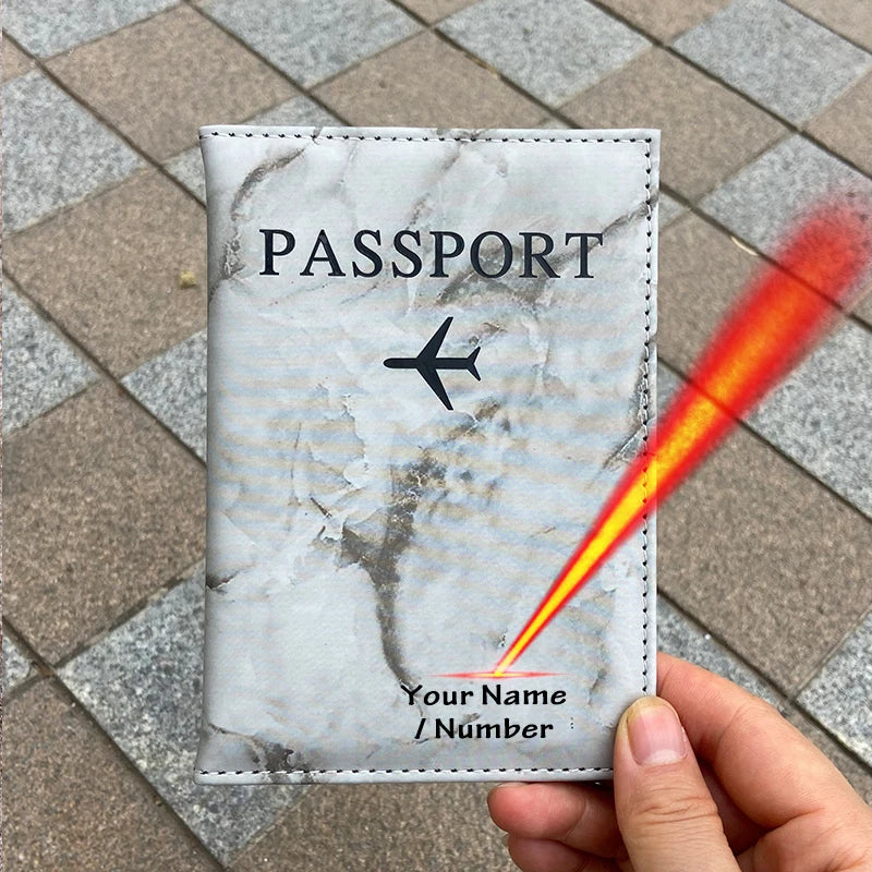 Laser Engraving Customize Name Passport Holder Travel Wallet Marble Patten Case for Passports Passport Cover With Personal Names